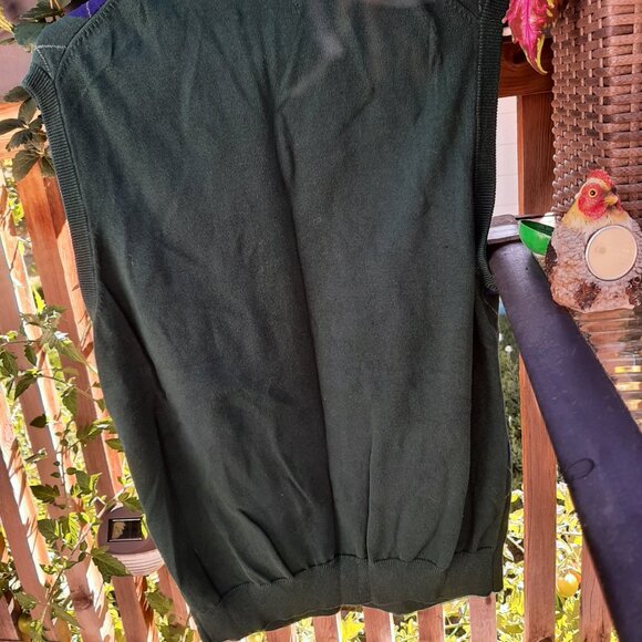 Men's Chaps Pullover Sweater Vest Green Plaid 100% Cotton Size L - Picture 6 of 6